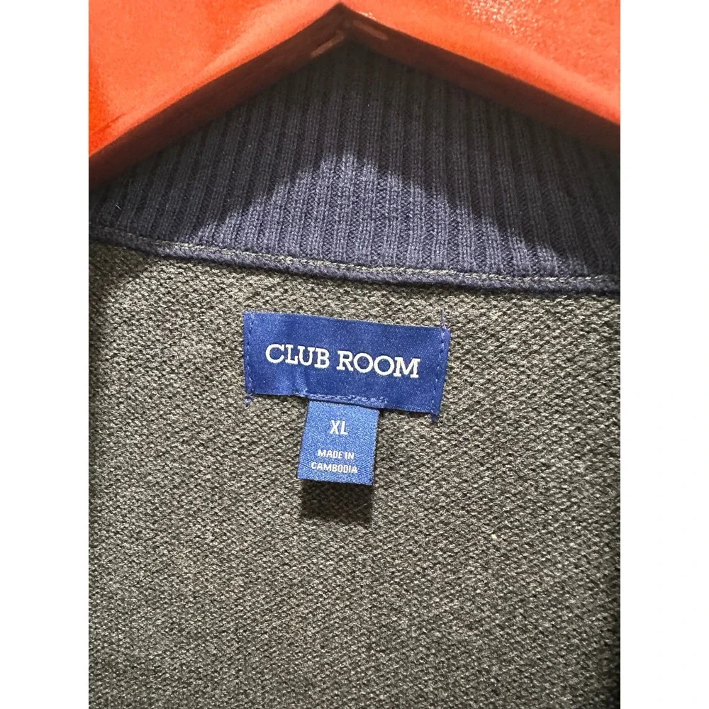 Club Room Mens XL Gray Textured Cotton Quarter Zip Mock Neck Sweater Charcoal